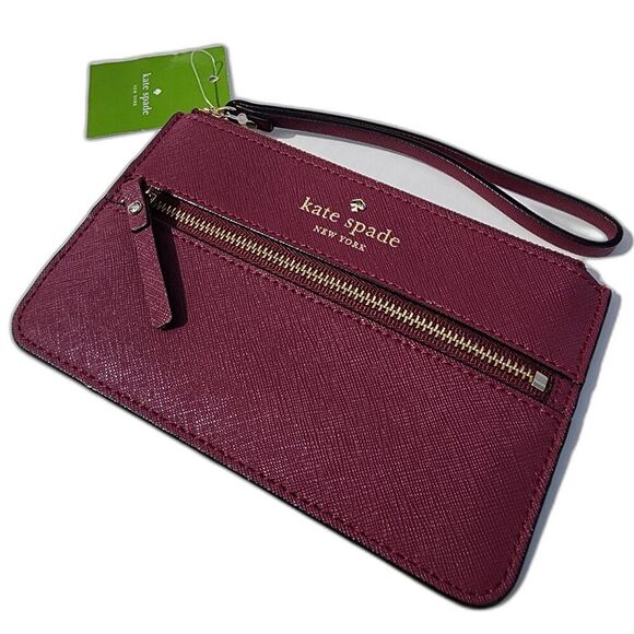 Kate Spade New York Mikas Pond Bee Pink Saffiano Leather Wristlet NWT - Picture 1 of 4